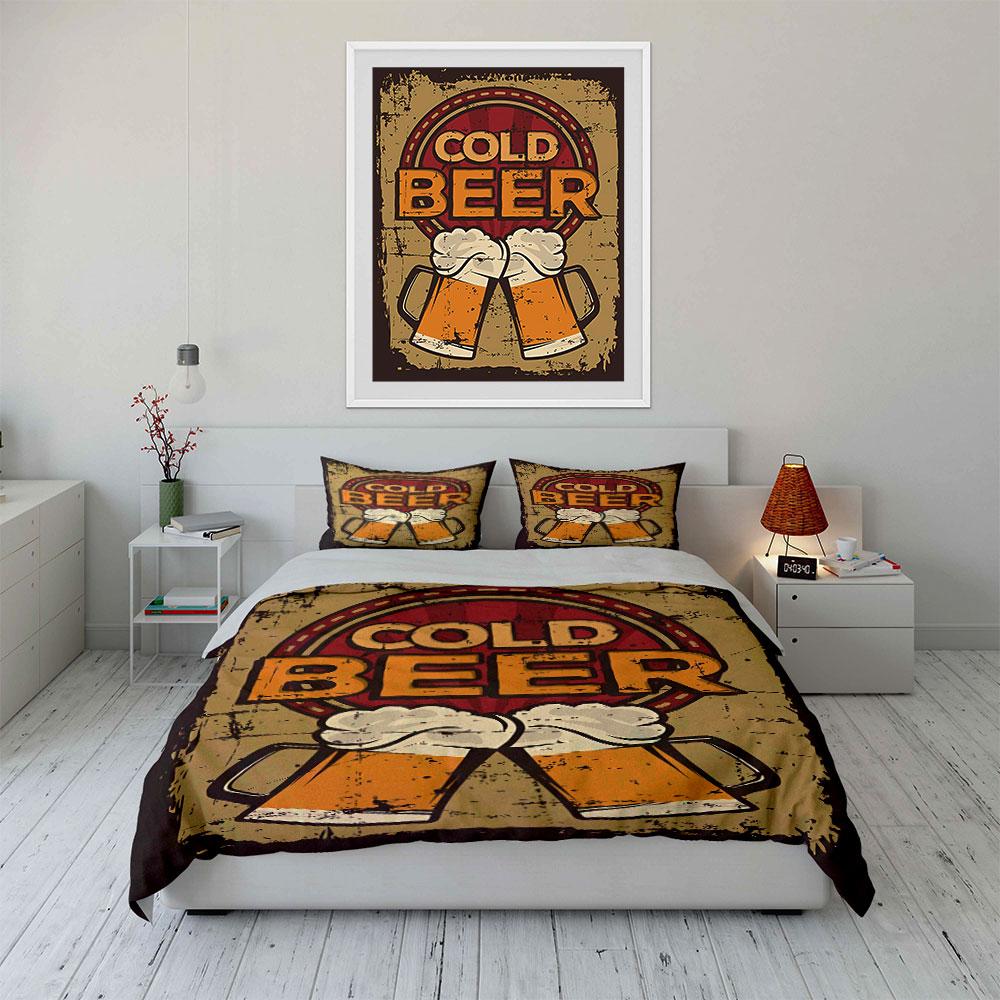 Beer Mugs and Text. Bedding Sets Duvet Cover Sets Duvet Covers Pillowcases(1 * Duvet Cover 2 * Pillowcases, Without Duvet Insert)