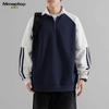 MMOPTOP Men's American Style Color Block Half-Zip Raglan Sweatshirt
