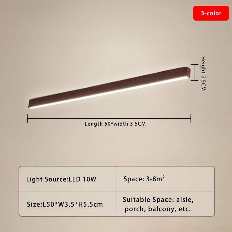 Nordic Style Living Room LED Linear Ceiling Light Hallway Long Ceiling Lamp Liner Lamp Natural Wood Finish Balcony Light