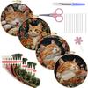 1pc Kitten and Flower Pattern Embroidery DIY Fabric Craft Kit with Tools
