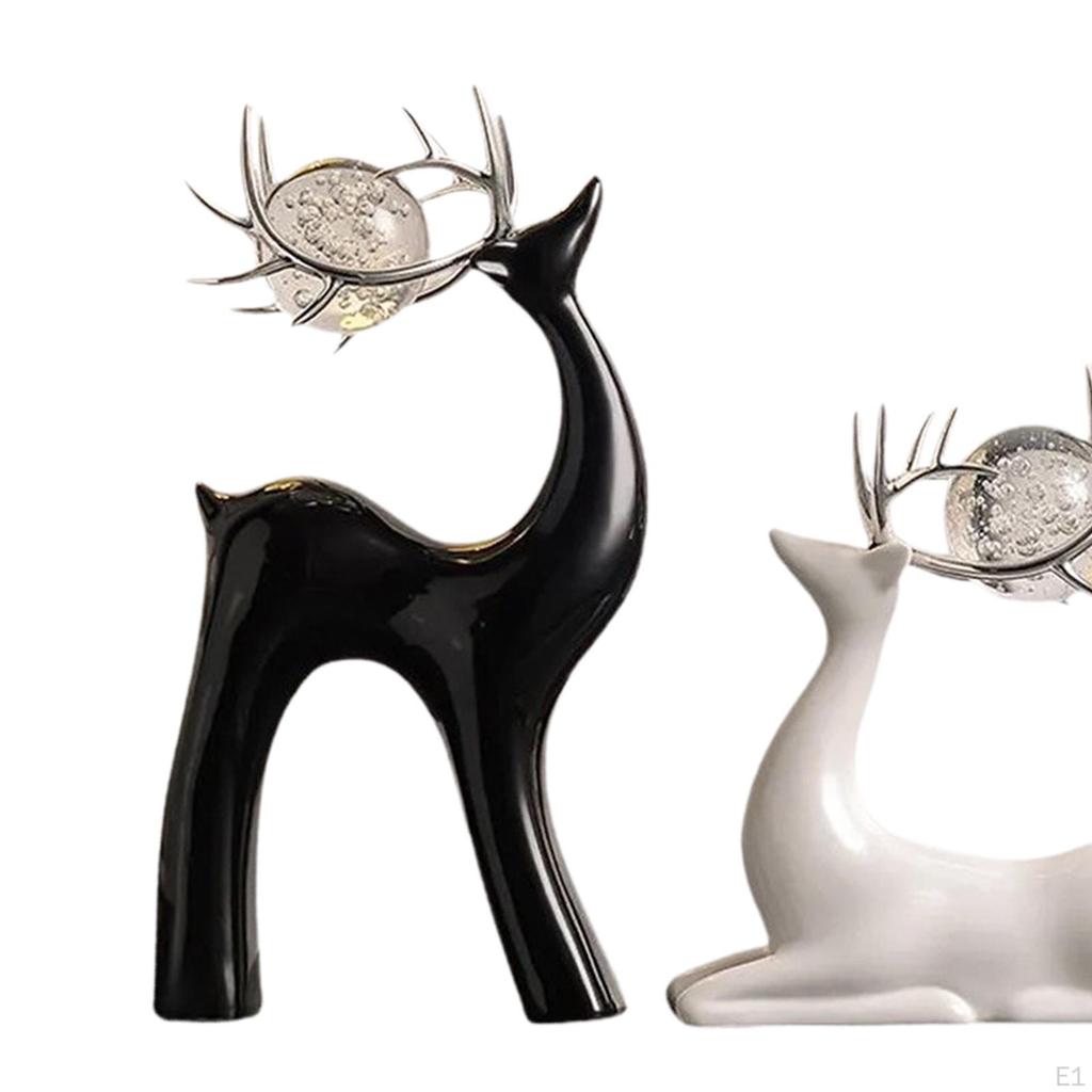 2x Statuette di Cervo Decorazione Lussuosa per le Feste Moderna per Arredo Casa Statuetta Renna Armadio Ufficio