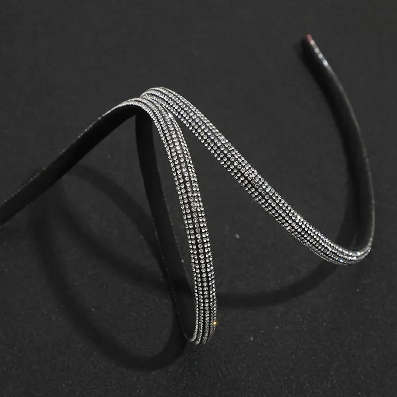 

Crystal Rhinestone Cord Bling Bling Soft Tube Shoelace Trim for Diy Trouser Hoodie Drawstring Aglets Craft 2 yard серебряный