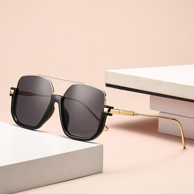Premium sunglasses brown new premium unisex transparent double beam retro black large frame glasses