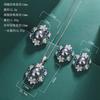Platinum Grey Pearl Ring Tahiti Deep Sea Emerald Zircon Flower Necklace Earnail Set Jewelry Women