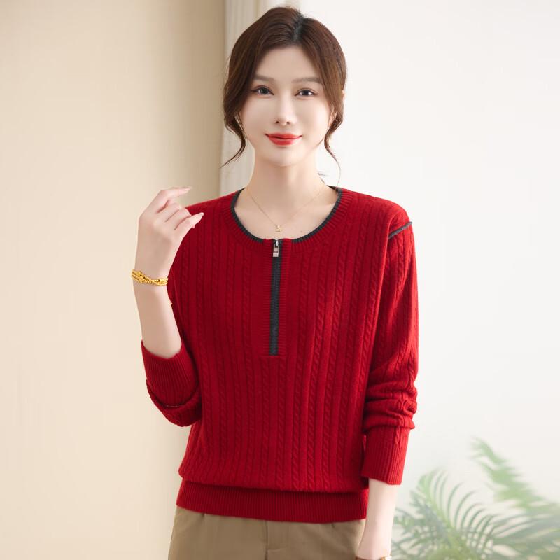 YUZHAOLIN Women's Mid-Age Loose Fit Spring Knit Top