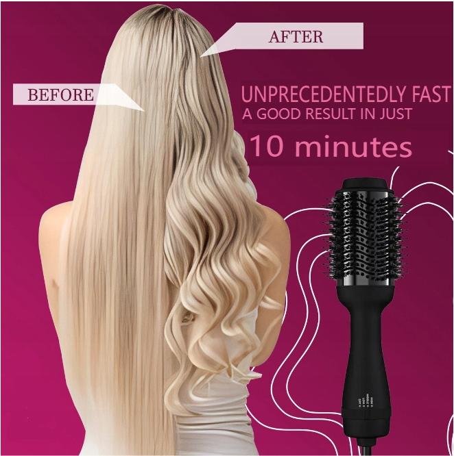 Women Hair Dryer Brush Hair Dryer Straightener Curler Massager 4 In 1 Rapid Warming One Step Volumizer Hot-Air Hair Brushes