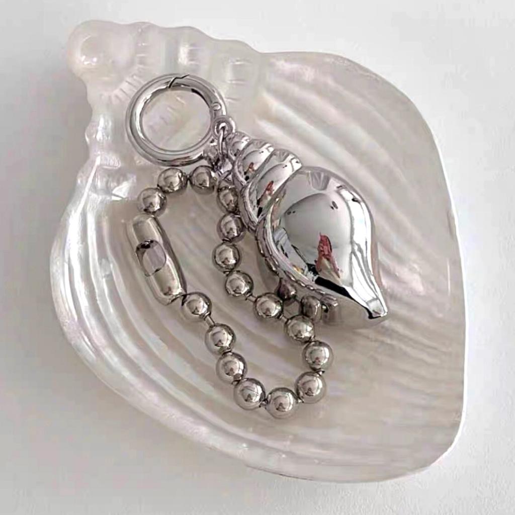 Silvery Conch Bowknot Keychain Lovely Decorations Keyring Ornament Backpack Phone Case Charm Pendant Gift for Girls Women