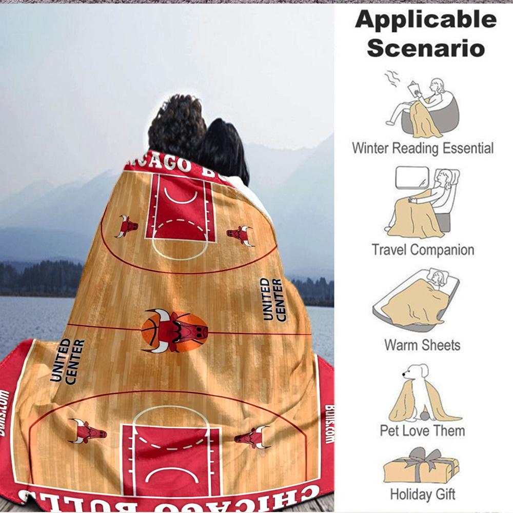 1pc Bulls Court Flannel Blanket, Soft Skin Friendly with Digital Printing, Various Sizes Available for Family, Friends, Birthday