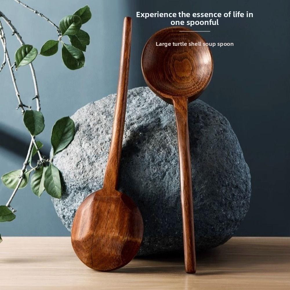 Deep Spoon Head Long Handle Spoon Japanese Ramen Spoon Durable Wooden Soup Spoon Kitchen Cooking