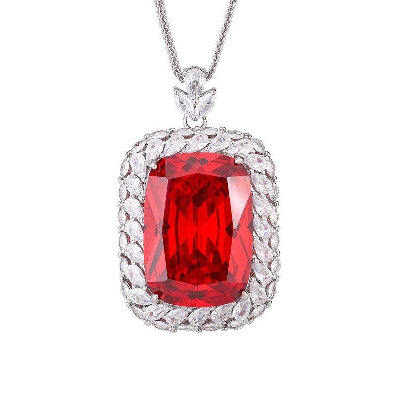 Jewelry Copper Bottom Gold-Plated Imitation Color Treasure Temperament Pendant Necklace Main Stone 20 * 28