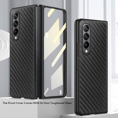 Luxury Premium Carbon Fiber Case For Samsung Galaxy Z Fold 3 4 5g Fold4 Fold3 With Front Screen Film Protection Business Cover