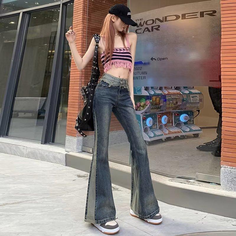 

Винтажные джинсы больших размеров больших размеров, женские летние тонкие брюки-клеш с высокой талией 4XL