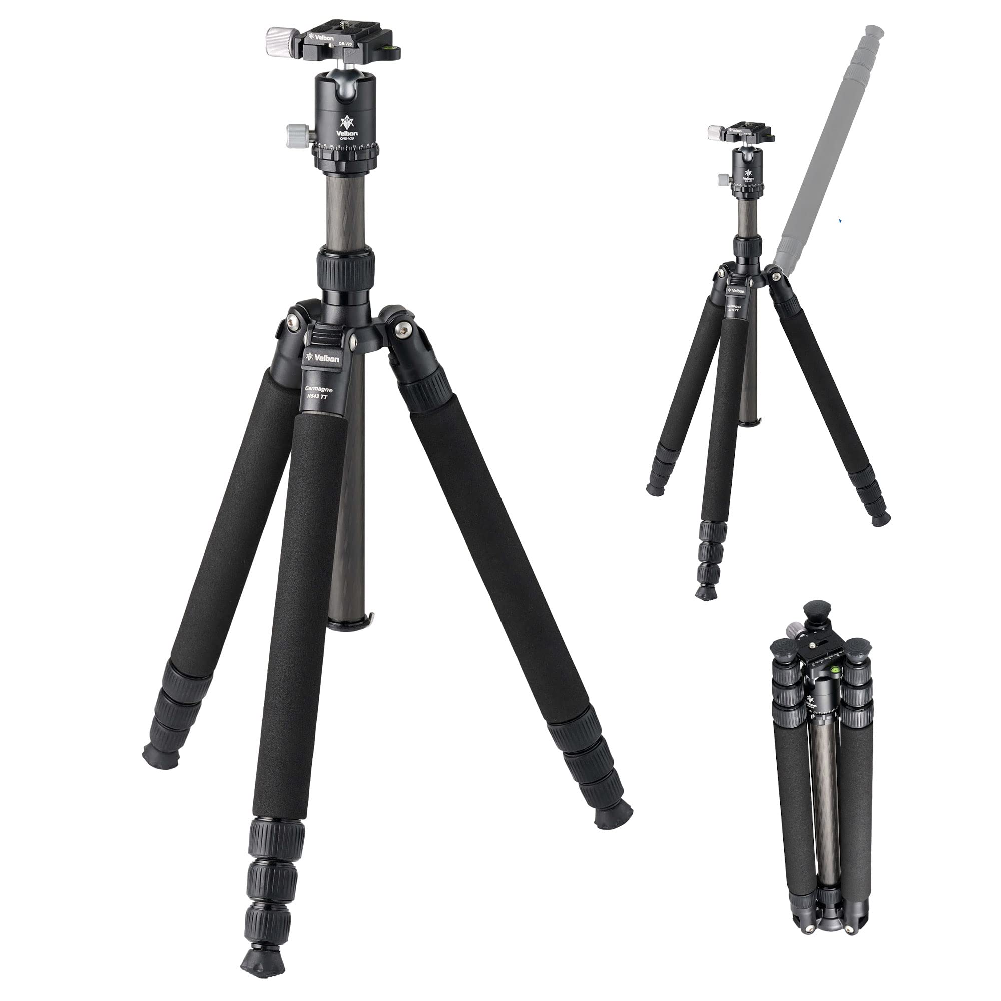 

Velbon Carmagne N543 TT AZ Travel Carbon Fiber 4 Leg Reversible Compatible Carbon Fiber Monopod Black Tripod, Sections, Diameter Approx. 26mm,