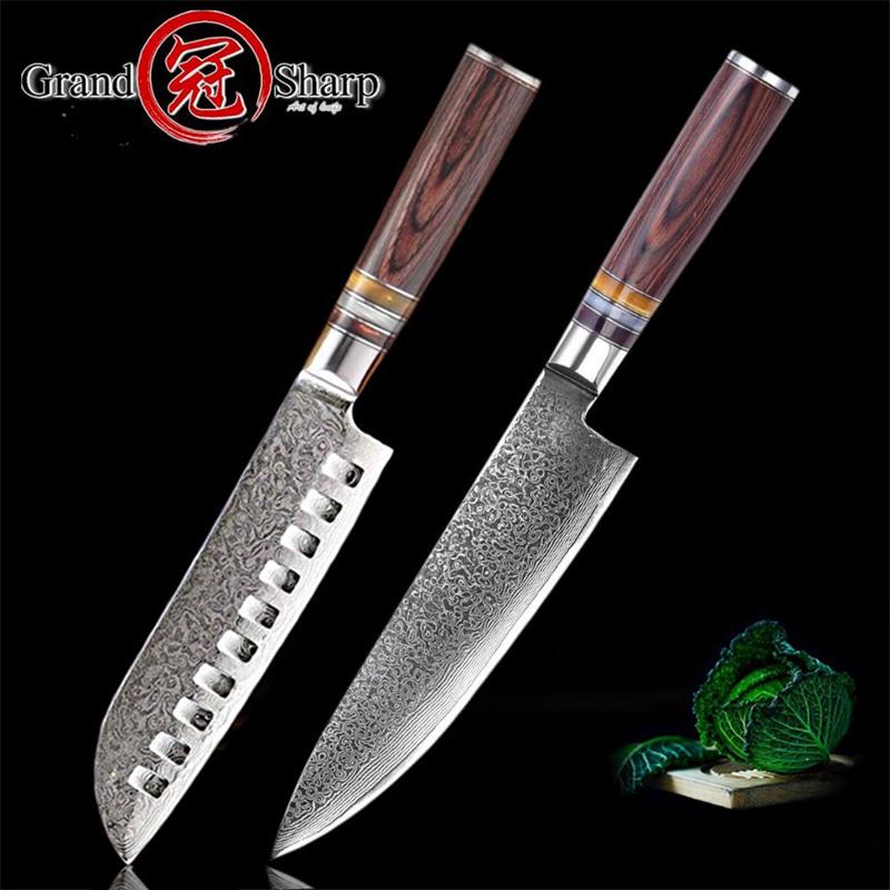 

Наборы кухонных ножей из 2 предметов, 67 слоев VG10, японский кухонный нож из дамасской стали шеф-повара Сантоку