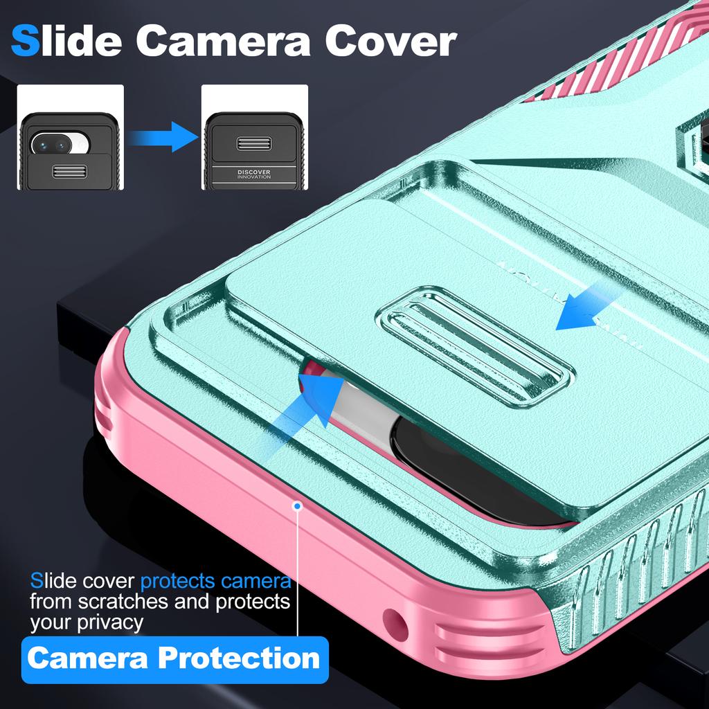 Slide Lens Protector Phone Case for Google Pixel 9A 9 Pro XL Cover Metal Ring Kickstand Car Mount Pixel 7 8 Pro Phone Shell