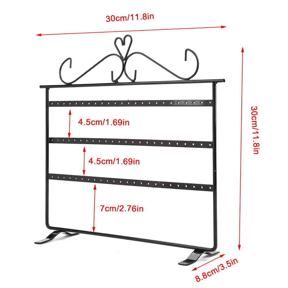 72 Holes Earrings Necklace Bracelet Rings Jewelry Display Stands Hanger Holder Rack Black