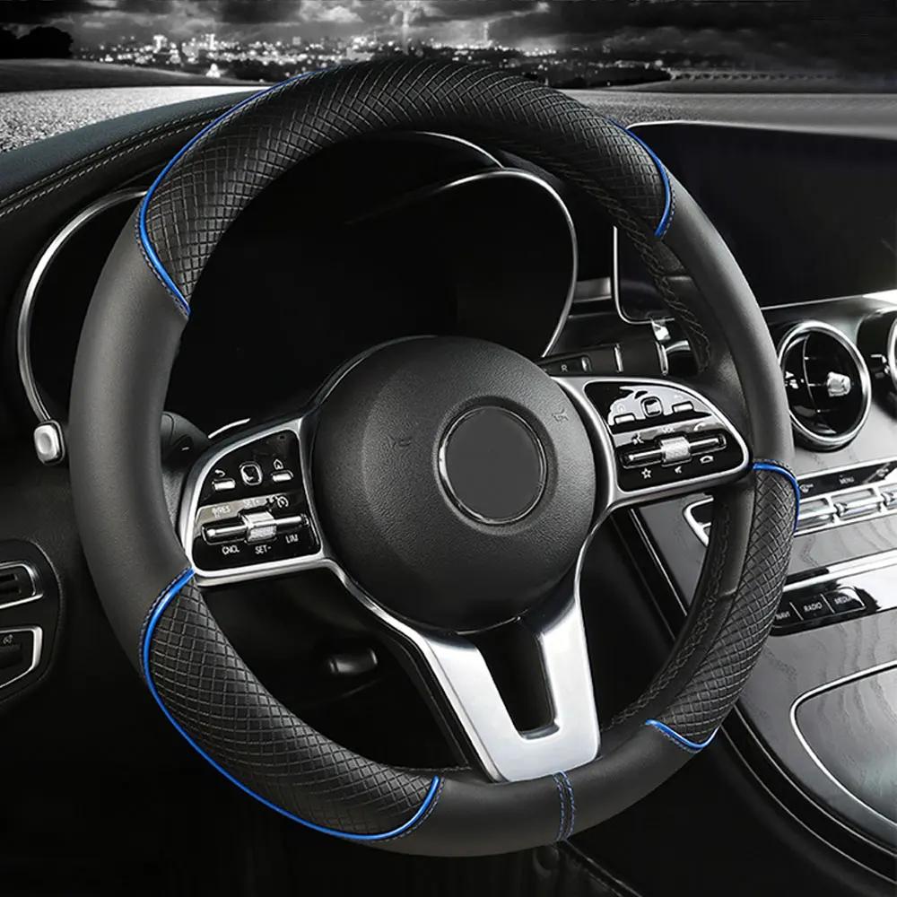 1Pc Universal Car PU Leather Steering Wheel Cover Universal Car Interior Decoration Protection Steering Wheel Cover Accessories