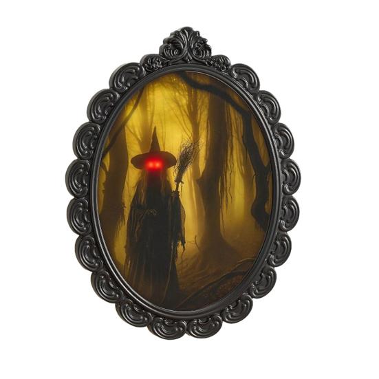 Halloween Holographic Witch Mirror Spooky Wall Mirror with Creepy Red Eyes for Haunted House Bedroom Indoor Decoration