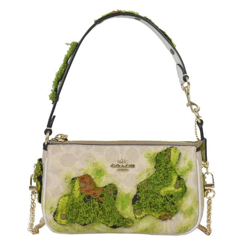 

COACH handbag [Customized bag] Nolita 19 Moss Secret Forest-style old-fashioned inkjet art, versatile and fresh Moss Secret Realm Pink Gift Box білий