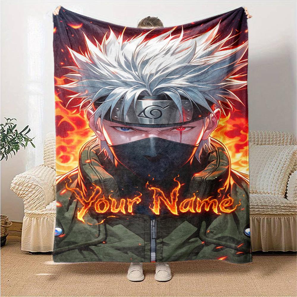 Naruto Character Personalized Text Blanket Lightweight Customizable Blanket Comfortable Great for Nap Office Office Chair Livingroom All-Season Use