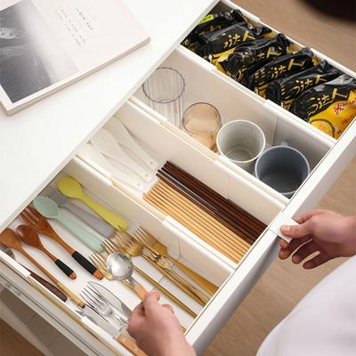 Erweiterbare Aufbewahrungsbox Schubladenorganizer mit Doppelgriffen Verstellbarer 11"-20" Schubladeneinteiler Aufbewahrungsbox für Schlafzimmer Küche Schrank