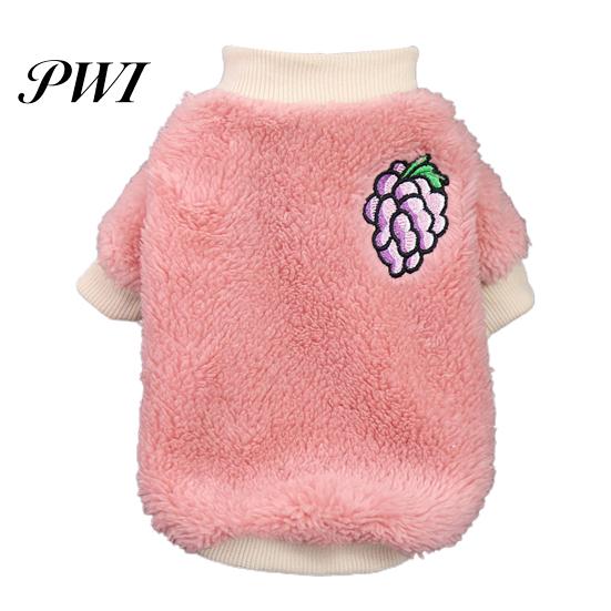 Elastic Pet Clothes Cartoon Fruit Embroidery Pattern Keep Warmth Close Fitting Good Elasticity Dogs Sweater for Winter Two-leg