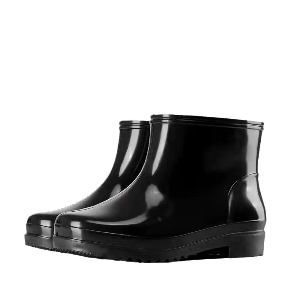 Men's rain shoes non-slip waterproof rain boots fleece thermal rubber shoes work short tube black water shoe cover shoes fashion