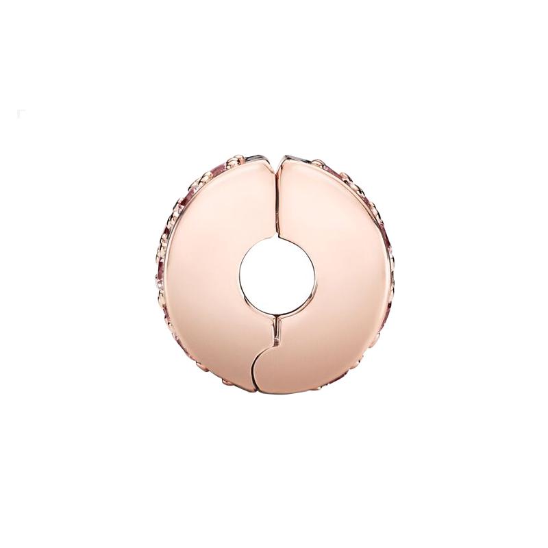 Pandora Rose Series Sparkling Elegant Silicone Fixing Clip Copper Silver Alloy Pendant Women's Model 781817PCZ