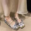 Newest Fashion Women's Flat Shoes Square Toe Print Casual Shoes Ladies Breathable Outdoor Soft Mary Jane Shoes Zapatos Mujer