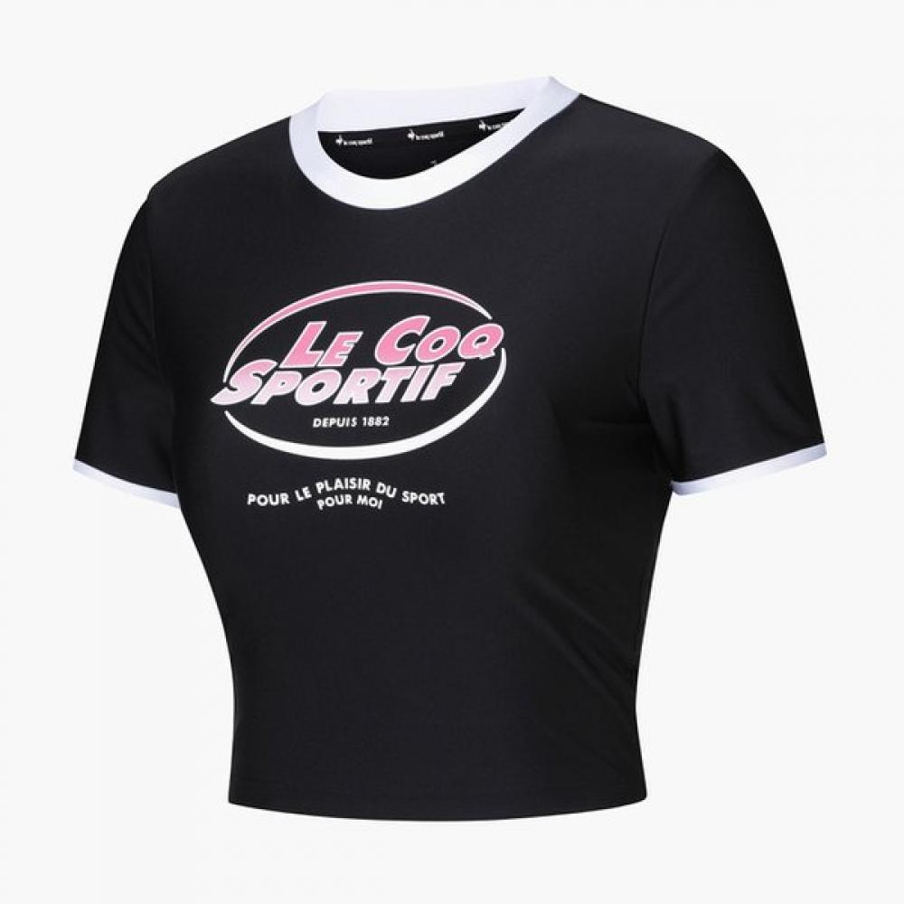 Le Coq Sportif Short sLeeve Crop Rash Guard Blk   Qp222srs52