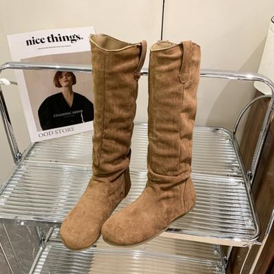 Flats Women Knee Snow High Boots Platform Suede Shoes Winter 2025 Trend Casual Non Slip Walking Shoes Fashion Party Botas Mujer