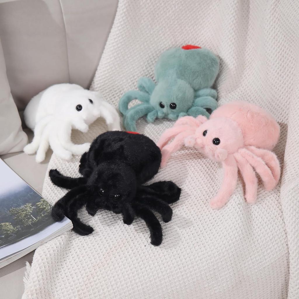 Halloween Stuffed Animal Spider Plush Soft Fur Huggable Green Spiders Pillow, Adorable Playtime Plush Toy,Stuffed Spider Super Soft Plush Doll Animal