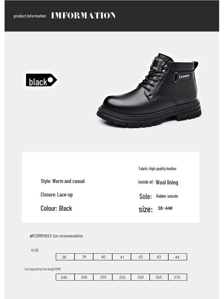 Cizme de iarnă pentru bărbați, stil britanic, cu toc înalt, din piele de vacă, la modă: Lână Casual, Muncă și Design cu Talpă Groasă