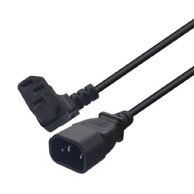 C14 Male Input C13 Female Output Power Cord Upward Angle Extension Cable Line for Computer Host Power Server Cabinet