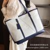 Large Capacity Denim Bag Women's Summer Versatile 2025 New Messenger Bag Splicing College Student Class Tote Bag
