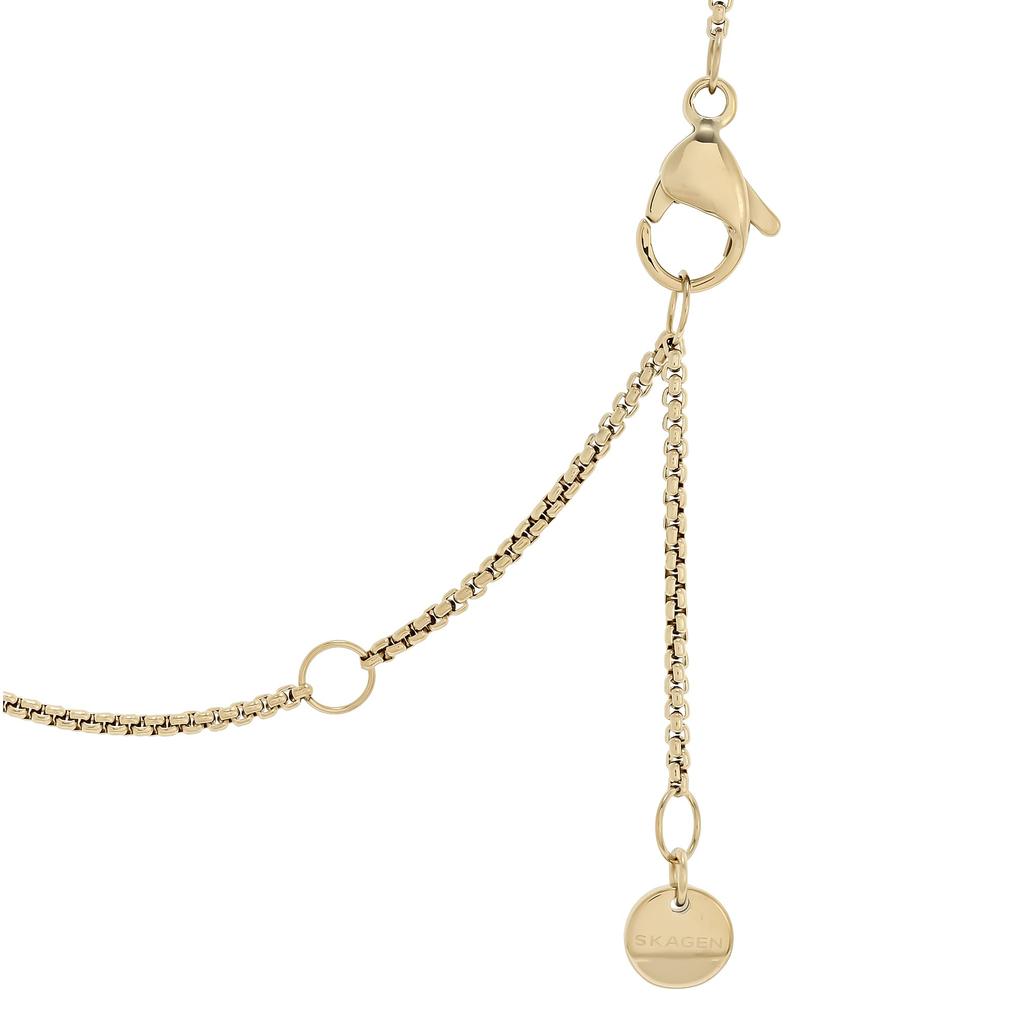 Skagen Women's Gold-Tone Stainless Steel Necklace and Glitz Heart Earrings Set, SKJB1014SET