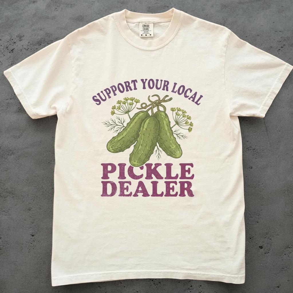 Support Your Local Pickle Dealer Shirt, Unisex Comfort Colors, Funny Pickle Tee, Pickle Lover Gift, Foodie Graphic Tee, Pickle Gifts Shirt