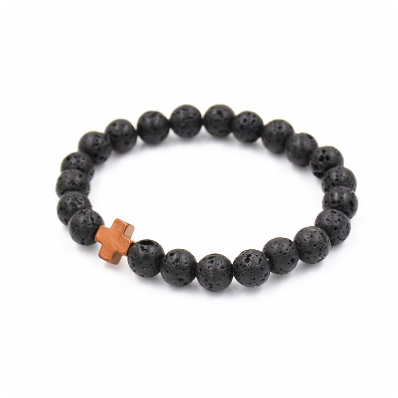 Colorful Agate & Lava Stone Buddhist Prayer Beads Bracelet, 8mm Natural Energy Stones