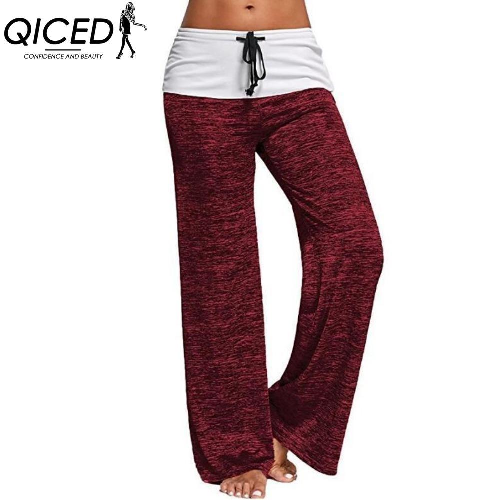 QICED Women's Fashion Casual Solid Color Print Pants & Capris