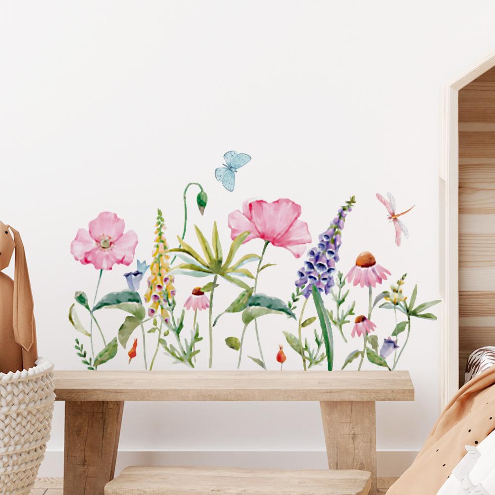 Watercolor Floral Wall Sticker Self-Adhesive Waterproof Removable Home Decor Art