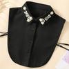Fake Collar Shirt Rhinestones Faux Pearl Detachable Adjustable Embellished Tops Half Shirt Collar Formal Event Collar