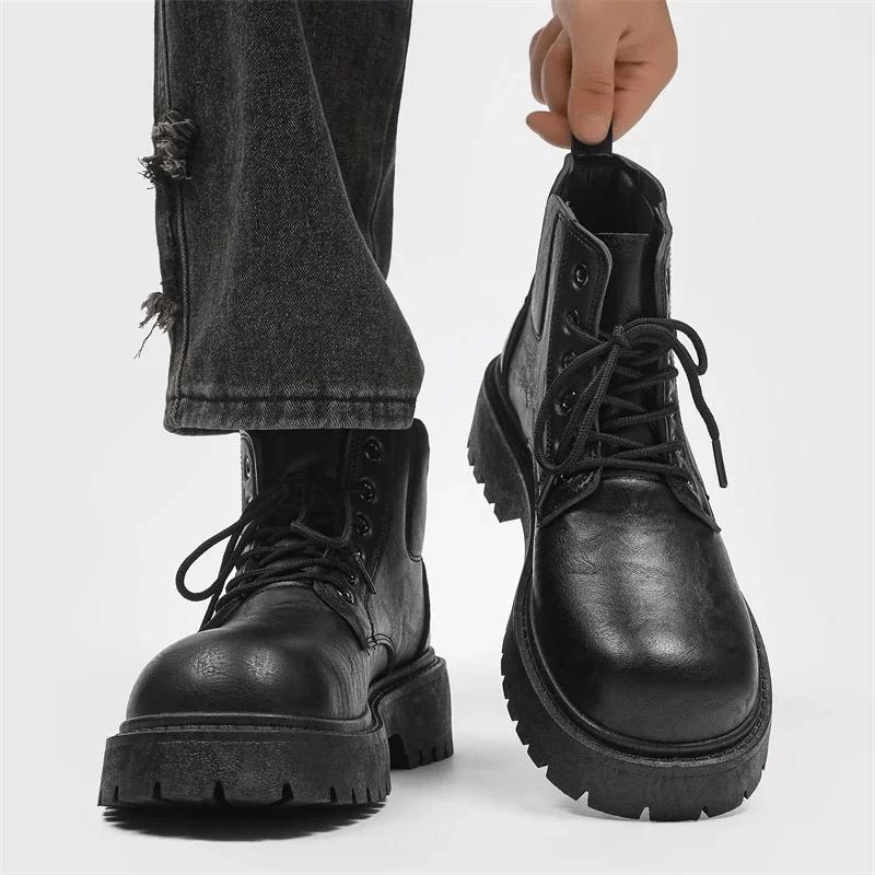 Модные мужские байкерские туфли с круглым носком — фото 6