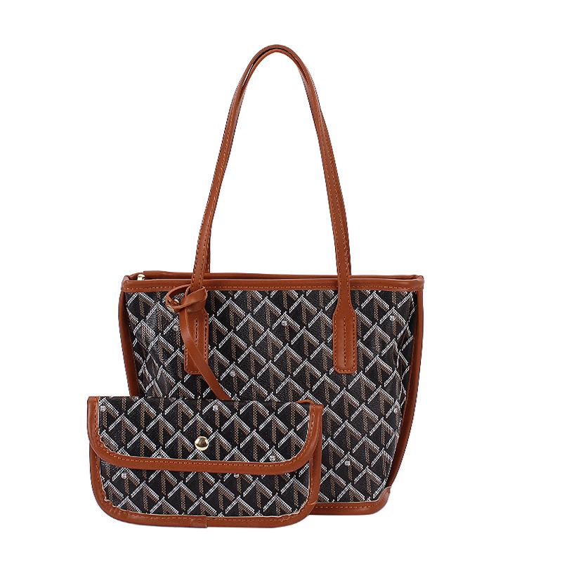 

Ретро Цветочный Гусиная лапка Сумка - Женская 2025 Большая Вместимость Универсальная Сумка-тоут На плечо Small 21*10*20 cm