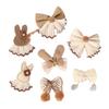 Milk Coffee Bow-Tie Bunny Ear Fabric Patch for DIY Children's Clothing Accessories