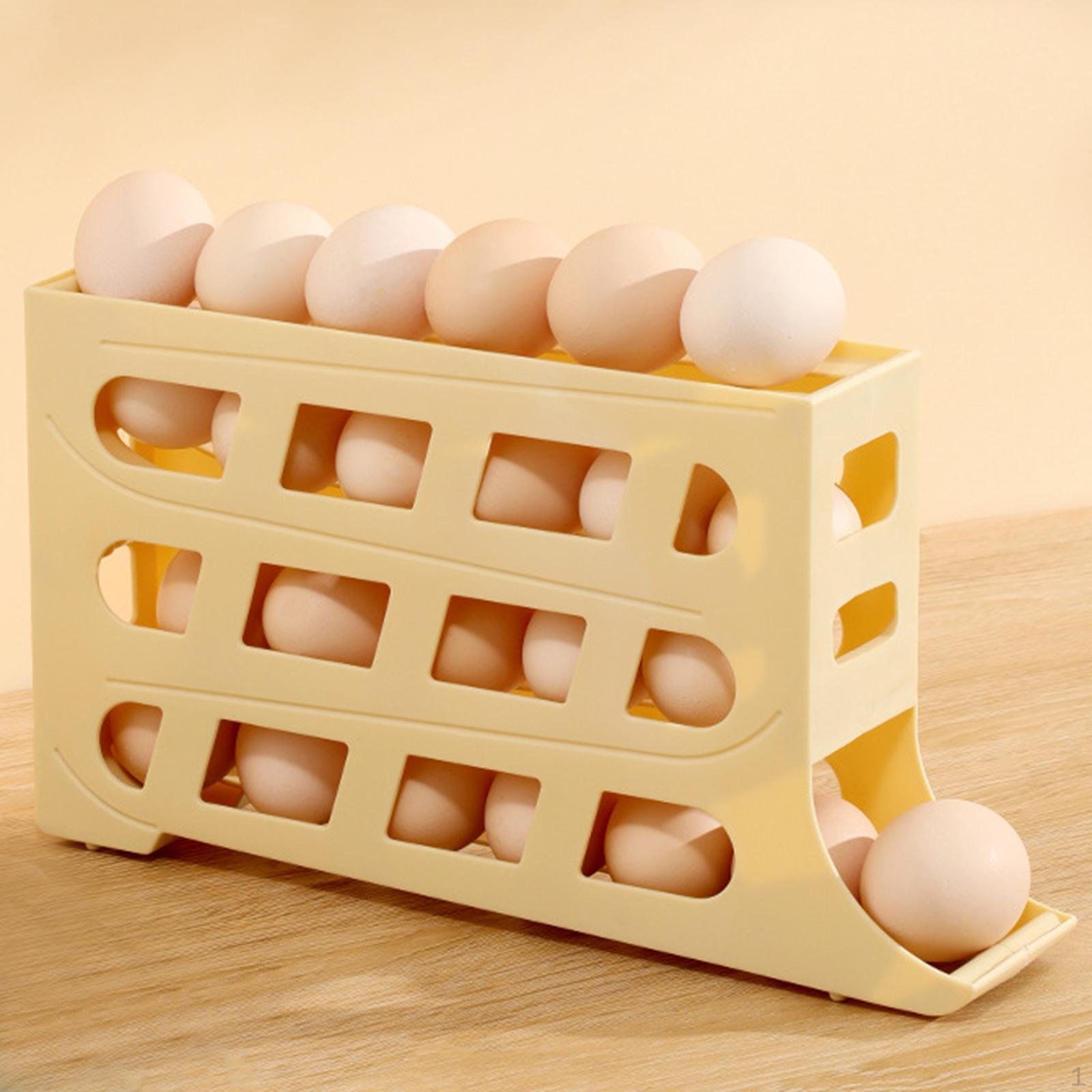 Автоматический скатывающийся дозатор яиц Холодильник Контейнер Стойка Яичный лоток Четырехъярусный жёлтый 886₽