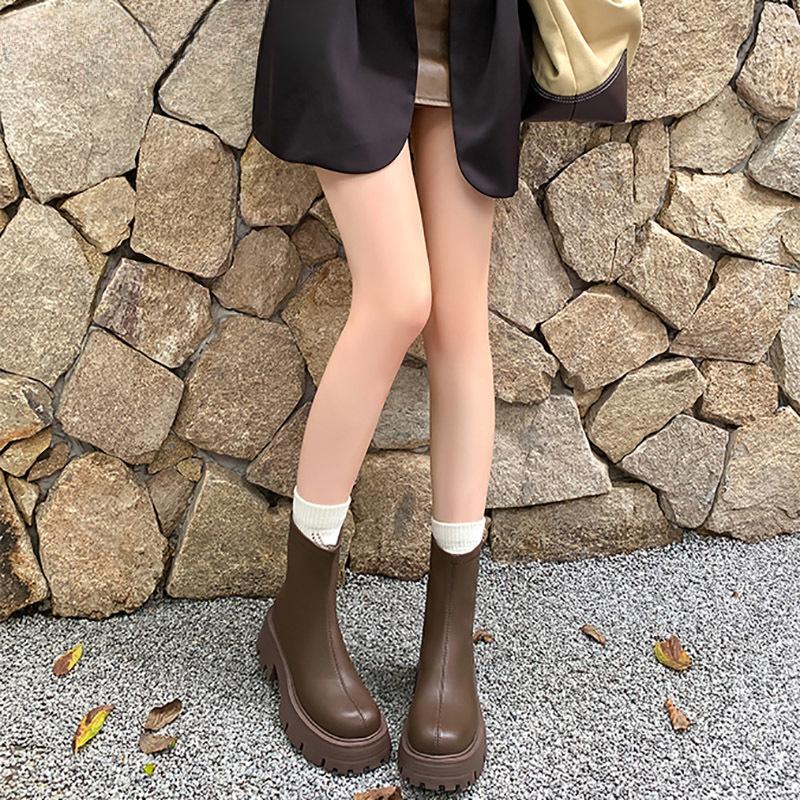 Vintage Platform Women Short Boots Fashion Back Zippers Knight Long Booties Square Heels Shoes Largas De Mujer