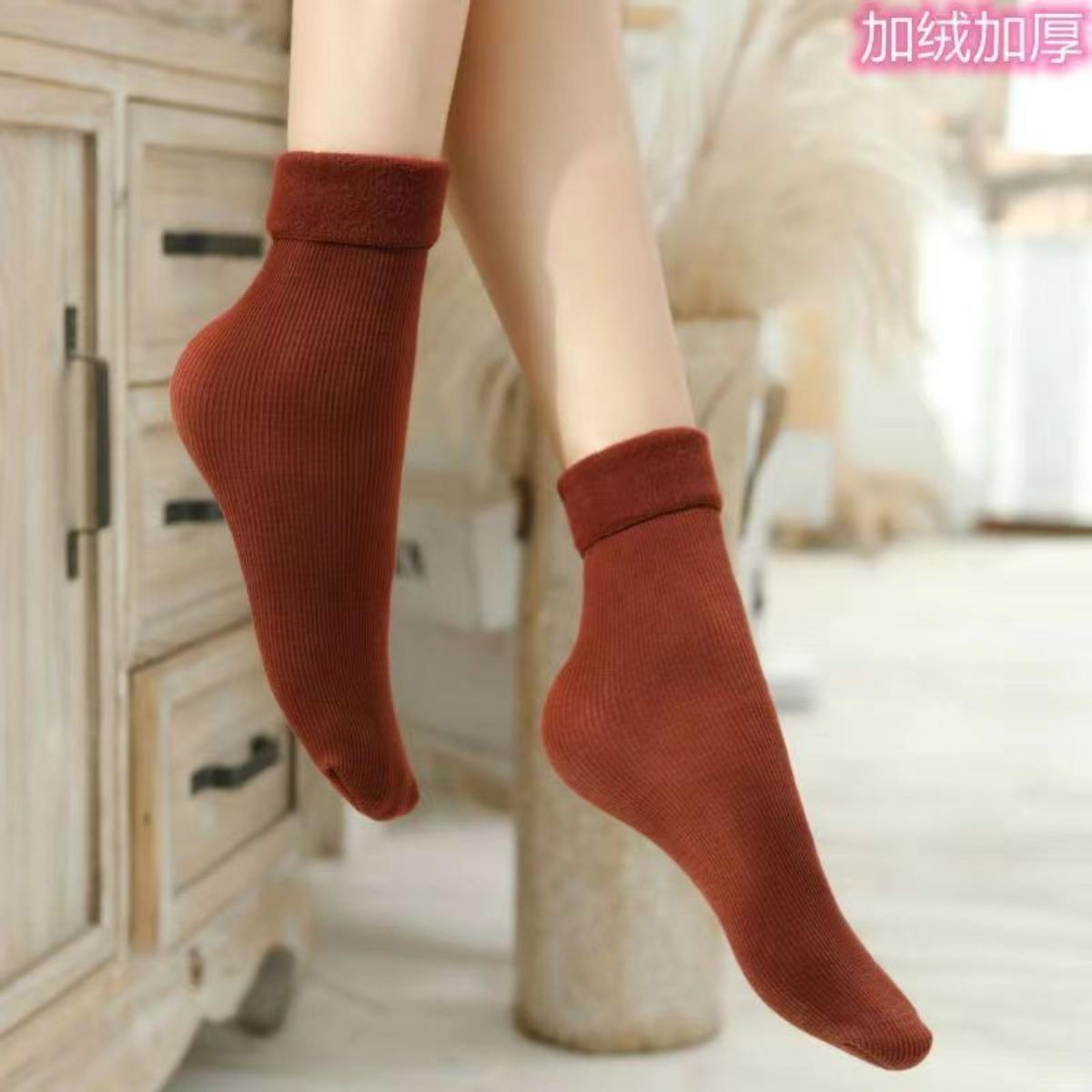 

Женские зимние теплые носки средней длины 10-1 - Эластичный край с утолщенным рубчатым дизайном, Доступны в нескольких цветах, Подходят для повседневной и формальной носки 1 pairs винный