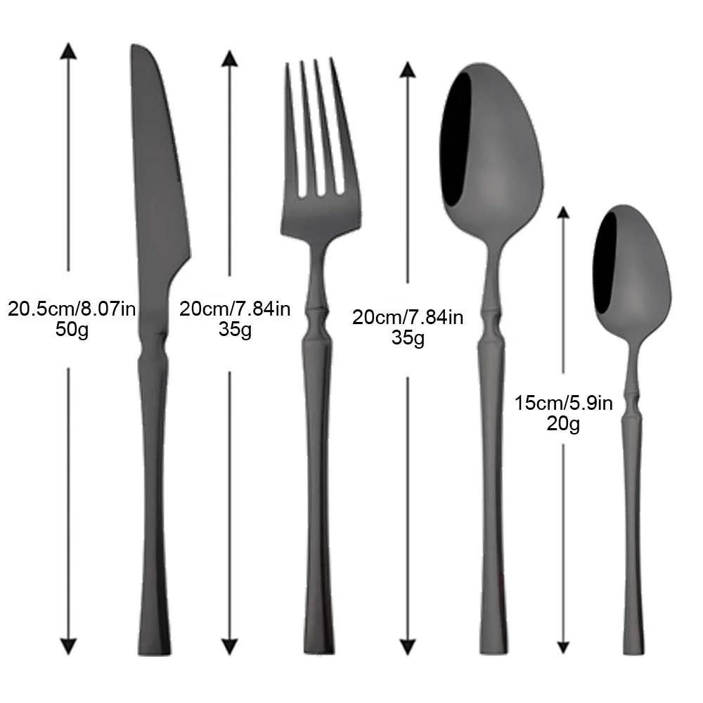 4Pcs Mirror Black Cutlery Set Stainless Steel Flatware Western Knife Fork Spoon Silver Cutlery Kitchen Tableware Set Supplies