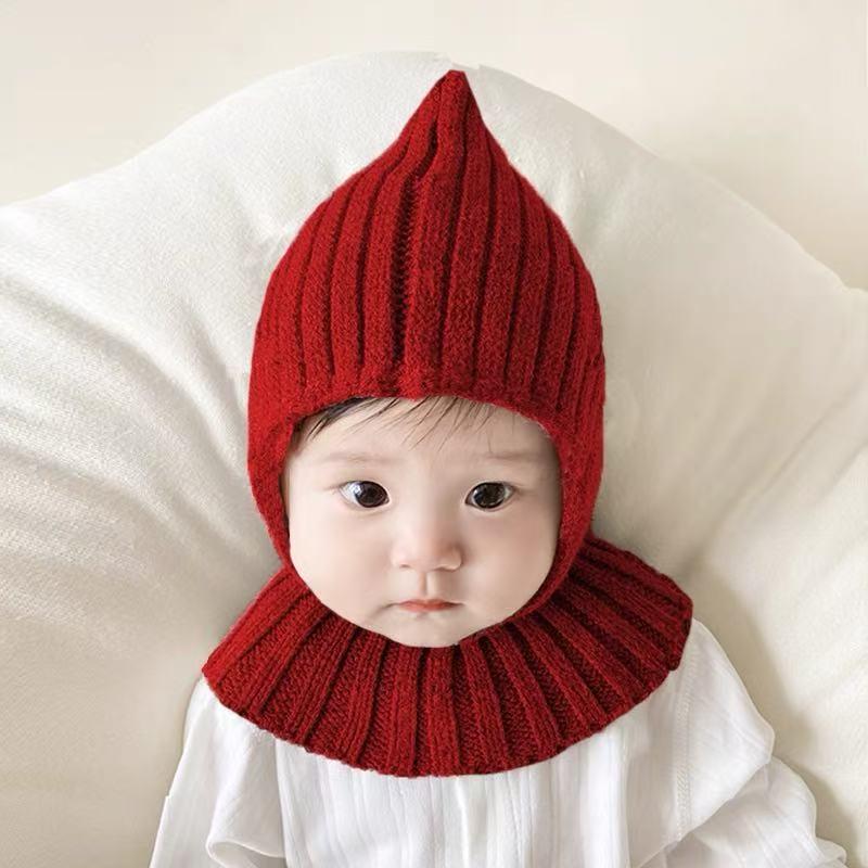 Winter Warm Windproof Balaclava Hat For Baby Coldproof Knitted Hooded Caps Outdoor Hats Scarf Integrated Neck Collar Beanies Cap