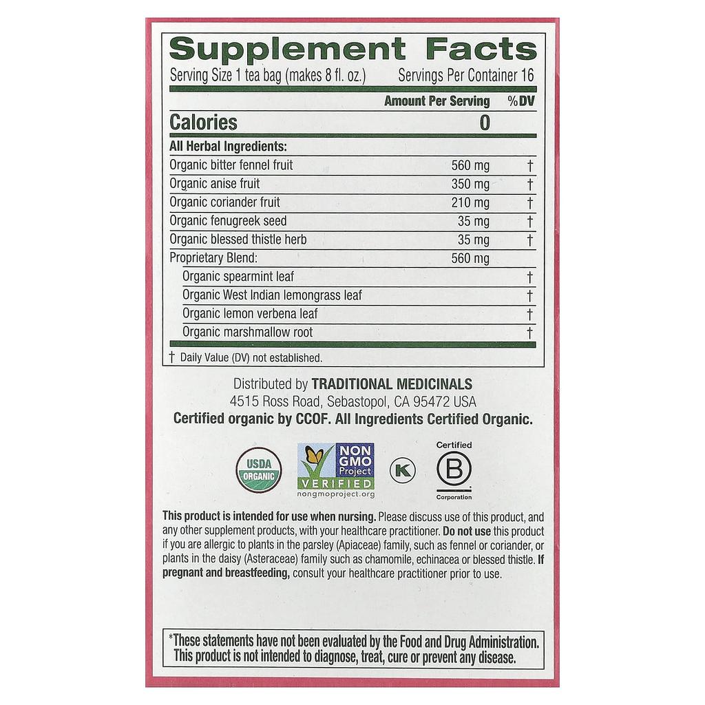 Bio Mutter-Milch®, Original Fenchel & Bockshornklee, Koffeinfrei, 16 einzeln verpackte Teebeutel, 28G (0,99 oz)